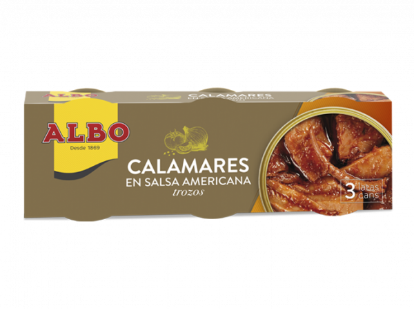 Calamares Trozos en Salsa Americana pack de 3 latas RO-70