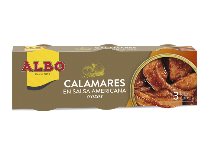 11Calamares Trozos en Salsa Americana pack de 3 latas RO-70