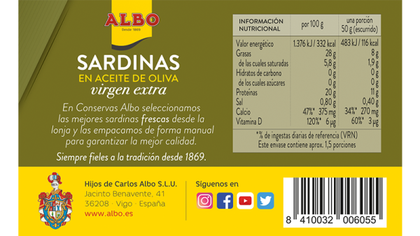 sardinas aove valores nutricionales
