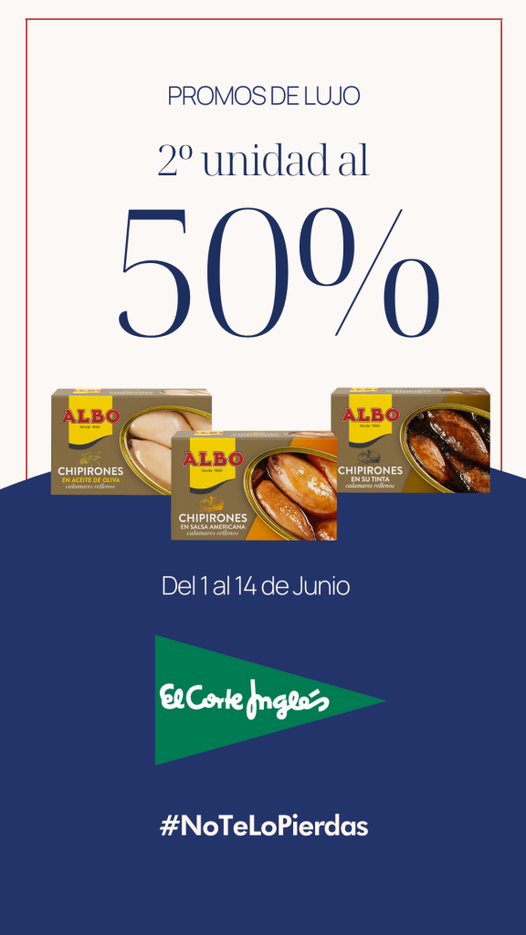 2ª unidad de chipirones al 50% en El Corte Inglés
