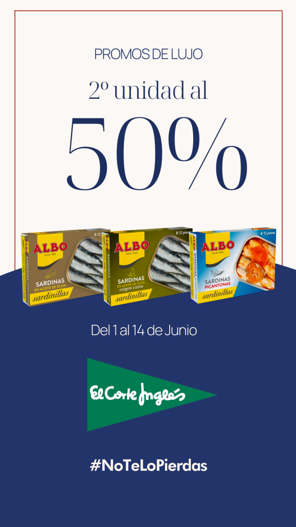 2ª unidad de sardinillas al 50% en El Corte Inglés