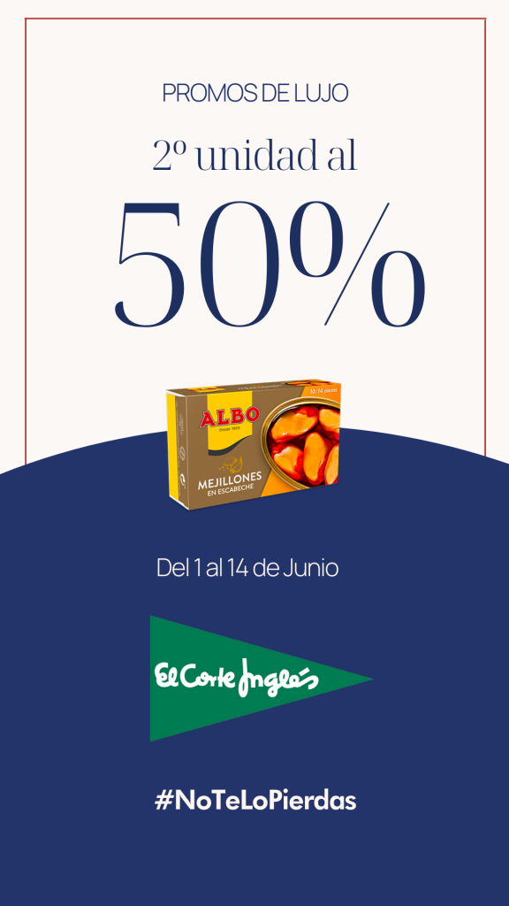 2ª unidad de mejillones al 50% en El Corte Inglés