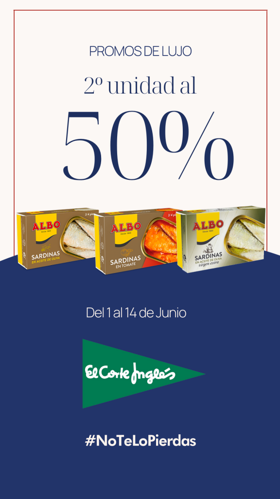 2ª unidad de sardinas al 50% en El Corte Inglés