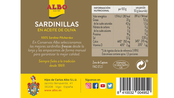 sardinillas AO valores nutricionales